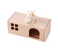 KiBcsLic Casetta per Animali in Miniatura Arredamento Giocattolo Scena Oggetto Decorativo in Legno dal Design Raffinato Adatta per Collezioni Private E Diorami, Gatto