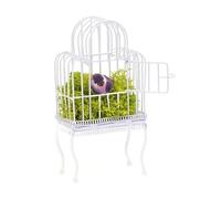KiBcsLic Casetta per Uccelli in Miniatura, Casa delle Bambole, Gabbia per Uccelli, Nido per Uccelli, Struttura in Metallo, Adatta per Negozi di Miniature, Most, Bianco