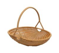 KiBcsLic Cestino Intrecciato Cesto Multiuso Portafrutta Cesta Dolci Organizer Manico Resistente Materiale PP Adatto a Eventi Festa Pranzo Scampagnate, M