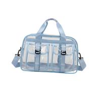 KiBcsLic Clear Tote Bag Trasparente Donna Borsa Tracolla in PVC Impermeabile Ampia Capacità con Scomparti Adatta per Concerti Palestra Piscina Viaggio Regalo D, Blu