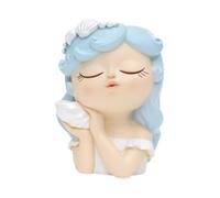 KiBcsLic Collezione di Vasi per Piante a Forma di Viso per Piante da Interno Ed Esterno, Ornamento in Resina, Bianco Blu, 8x7x11cm