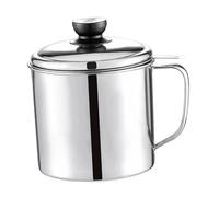 KiBcsLic Contenitore in acciaio inox 304 per olio con coperchio, adatto per uso domestico, Manico Comune, Capacità 1l