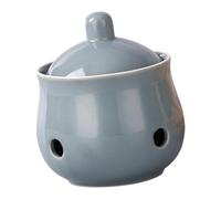 KiBcsLic Contenitore per Aglio Funzionale Barattolo in Ceramica Porta Aglio Vaso Salva Spezie con Coperchio E Fori Adatto per Conservazione Alimenti E Regali, Grigio