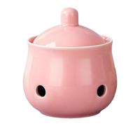 KiBcsLic Contenitore per Aglio Funzionale Barattolo in Ceramica Porta Aglio Vaso Salva Spezie con Coperchio E Fori Adatto per Conservazione Alimenti E Regali, Rosa