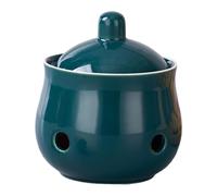 KiBcsLic Contenitore per Aglio Funzionale Barattolo in Ceramica Porta Aglio Vaso Salva Spezie con Coperchio E Fori Adatto per Conservazione Alimenti E Regali, Verde