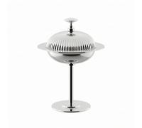 KiBcsLic Coppa Rialzata Finitura Argento Lucente Coppa Decorativa Superficie Scanalata Centrotavola a Colonna per Servire Dolci