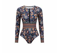 KiBcsLic Costume Costume Intero Dotato di Maniche Lunghe Elastico Intero a Maniche Lunghe Contenitivo per Spiaggia, Mare, Vacanze, XXL, Fiorato