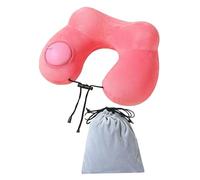 KiBcsLic Cuscino da viaggio con supporto per il collo, ergonomico, lavabile, confortevole, gonfiabile, essenziale, treno, ufficio, Rosa