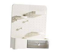 KiBcsLic Desk Organizer Portapenne con Cassetto Trasparente Organizer Da Scrivania Modulari Contenitore Accessori in PP Pegboard Adatto per Studenti in, Bianco Crema