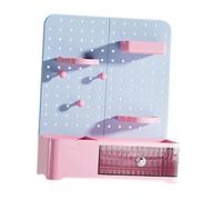 KiBcsLic Desk Organizer Portapenne con Cassetto Trasparente Organizer Da Scrivania Modulari Contenitore Accessori in PP Pegboard Adatto per Studenti in, Blu Rosa