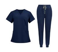 KiBcsLic Divise Infermieristiche, Set Esfoliante, Abbigliamento Da Lavoro, Top E Pantaloni per Infermieri, Top Esfoliante, Tute Da Lavoro per Infermieri, Abbig, Marina Militare, L
