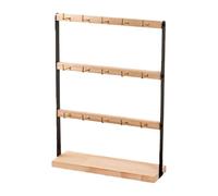 KiBcsLic Espositore per Gioielli in Legno, Supporto per Orecchini con Ganci, Organizer per collane, Anelli e Orecchini per Negozi, 3 Livelli 15 Ganci