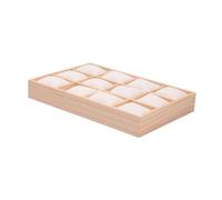 KiBcsLic Espositore per Orologi Scatola di Stoccaggio Vassoio per Bracciali Organizzatore Da Comò Realizzato in Legno con 12 Scomparti Adatto per Collezionisti, Velluto Bianco