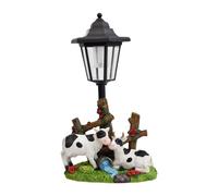 KiBcsLic Figura da Giardino, Lampada da Paesaggio con Illuminazione Solare per Esterni, Moderna, Regalo per L'inaugurazione della Casa, Scultura in Resina, Mucca da Latte 32x18x13.5 Cm