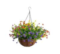 KiBcsLic Fiori Artificiali Sospesi in Un Cesto, Pianta Artificiale Sospesa per Prato,