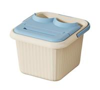 KiBcsLic Foot Bath Basin Bacinella Pedicure con Fondo Antiscivolo E Rilievi Massaggianti Vasca Portatile Robusta E Leggera per Idromassaggio Piedi Adatta, Blu con Coperchio