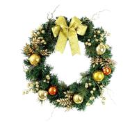 KiBcsLic Ghirlanda Natalizia Artificiale con Festone Da Esterno Corona Decorativa Appendibile con Fiocco in Pp Resistente Adatta a Matrimoni Feste di Compleann, 40 Cm