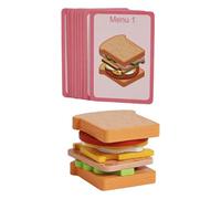 KiBcsLic Giocattolo Sandwich in Legno per Bambini con Accessori Alimentari Gioco Educativo Che Incoraggia Il Pensiero Creativo E La Collaborazione Adatto per G, Sandwich