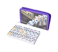 KiBcsLic Gioco di Double Six da 28 Pezzi con Sacchetto Organizer, Ideale Come o Gioco da Tavolo con Numeri per Ragazzi e Ragazze, Viola