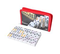 KiBcsLic Gioco di Double Six da 28 Pezzi con Sacchetto Organizer, Ideale Come o Gioco da Tavolo con Numeri per Ragazzi e Ragazze, Rosso