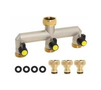KiBcsLic Hose Splitter Connettore Rubinetto Doppio Uscita Ottone Resistente Impugnatura Comoda Installazione Semplice Adatto per Irrigazione Giardino Prato Amb, Nero Giallo