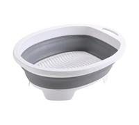 KiBcsLic Lavabo per Bucato Portatile con Assicella Integrata Vaschetta Pieghevole in PP E Gomma Contenitore per Lavaggio a Mano Struttura Compatta Richiudibile, Grigio