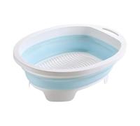 KiBcsLic Lavabo per Bucato Portatile con Assicella Integrata Vaschetta Pieghevole in PP E Gomma Contenitore per Lavaggio a Mano Struttura Compatta Richiudibile, Azzurro