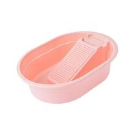 KiBcsLic Lavatoio Vaschetta con Asse Lavapanni Bacinella Portatile in PP Solida Perfetta per Lavaggio a Mano Indumenti Casa Bagno Dormitorio, Ovale Rosa