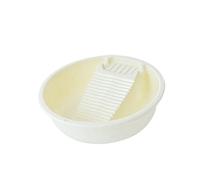 KiBcsLic Lavatoio Vaschetta con Asse Lavapanni Bacinella Portatile in PP Solida Perfetta per Lavaggio a Mano Indumenti Casa Bagno Dormitorio, Tondo Beige