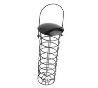 KiBcsLic Mangiatoia per Uccelli Sospesa Alimentatore per Palle di Distributore a Cilindro con Design a 10 Anelli E Drenaggio Adatto per Attrarre Uccelli, Nero