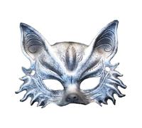 KiBcsLic Maschera Animale Halloween Mascherina metà Faccia Accessorio Carnevale Durevole per Adulti Ideale per Feste Decorazioni Regali, Argento