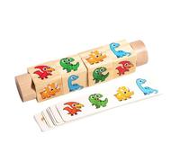 KiBcsLic Matching Block Puzzles Set di Cubi in Legno Puzzle Rotanti Gioco Interattivo Carte Educative Sviluppo Intellettivo Adatto per Apprendimento attività R, Dinosauri