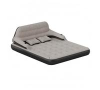 KiBcsLic Materasso Gonfiabile Matrimoniale con Schienale Integrato Letto Ad Portatile con Testiera Superficie Flockata Stabilità, Letto Con Schienale Grigio Scuro 203cm 183cm 72cm YW27462