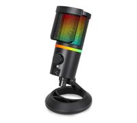 KiBcsLic Microfono da Tavolo RGB Microfono con Supporto Cablato per Streamer, Videogiocatore, Live Trasmissione in Diretta, Gaming, Registrazione Vocale, Nero