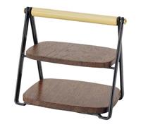 KiBcsLic Mini Scaffale Scaffale per Espositore per Negozio Mobili in Miniatura Portaoggetti Decorativo a Due Piani Adatto per Scene di Cucina, Nero