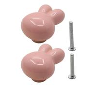 KiBcsLic Mini Statuetta di Coniglio, Pomello per Cassetto, Maniglia per Porta, Versatile, Facile Da Installare, Scultura di Animale, Pomello per Armadio, Rosa