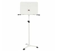 KiBcsLic Musicale Portatile Regolabile Pieghevole da Pavimento con Supporto Spartiti Largo in Metallo Acciaio E Ferro Altezza 104-170cm Adatto per Palco, Bianco Perlato
