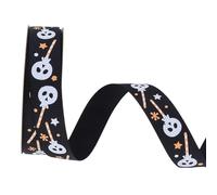 KiBcsLic Nastro Halloween per Addobbi E Regali con Motivi Tradizionali Adatto per Fai da Te E Decorazioni per Feste, Nero