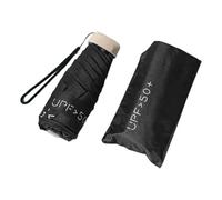 KiBcsLic Ombrello Compatto Pieghevole Portatile Mini Impermeabile 2 in 1 Anti Pioggia Telaio in Lega di Alluminio Design Compatto Adatto a Bambini Amici, Nero