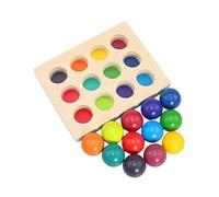 KiBcsLic Palline di Legno 12 Colori con Vassoio per Bambini, Abbinamento cognitivo, Divertimento interattivo, educazione precoce, tavola di smistamento