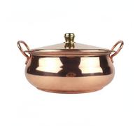 KiBcsLic Pentola Hot Pot in Rame Fatto a Mano Pentola in Rame con Coperchio Manici Comodi per Ristorante, 24CM