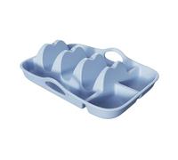 KiBcsLic Piatto Porta Taco in Silicone con Doppio Spazio per Salse Vassoio Taco Antiscivolo Resistente Alle Alte Temperature Portataco con Divisori Funzionali, Blu