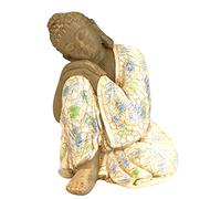 KiBcsLic Piccola Statua del Buddha Tailandese Statuetta in Arenaria Buddista Decorazioni per La Casa Bianche, 21x15x15cm Multicolore