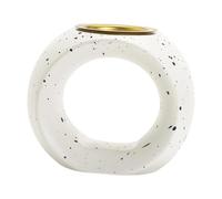 KiBcsLic Portacandele in Ceramica con Bruciatore per Oli Essenziali, Centrotavola per Soggiorno, Nero Bianco