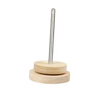 KiBcsLic Portafilo Lana Supporto Gomitolo Base Legno Metallo Organizzatore Filo Antigroviglio Utile Adatto a Maglia Uncinetto Hobby Regalo Artigianale, 10x17 Cm