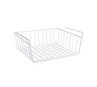 KiBcsLic Portaoggetti Sottoscaffale Ferro Organizer Appendibile Cestino Scorrevole Struttura Resistente Adatto a Cucina Camera Da Letto, Bianco, S