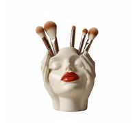 KiBcsLic Portapennelli da Trucco a Forma di Testa Idea Regalo Originale Portapennelli da Trucco a Forma di Statua Base Stabile Busto Femminile Portatutto, Style B