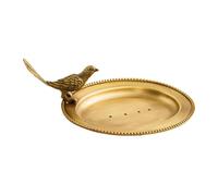 KiBcsLic Portasapone Saponiera Ovale Piatto Portaoggetti E Vassoio Decorativo retrò in Ottone Accessorio Artistico Adatto per Riporre Oggetti nel Bagno O sul C, Uccello