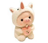 KiBcsLic Pupazzo Porcellino Bubble Tea Materiale Sicuro Peluche Porcellino con Cappuccio Facile da Pulire Animale Domestico Giocattolo per Ragazze, Decorazione, 35CM, Unicorno