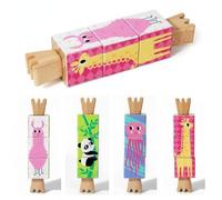 KiBcsLic Puzzle Rotante in Legno Bordi Lisci e Sicuri Gioco a Blocchi Rotanti Risoluzione Dei Problemi Gioco Cubi Girevoli per Viaggio, Stile 1